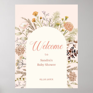 Boho Waterverf Wildflower Baby shower Welkom Poster