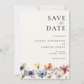Boho Waterverf Wildflower Bloemen Bruiloft Save The Date (Voorkant)