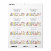 Boho Waterverf Wildflower Bloemen Etiket (Full Sheet)