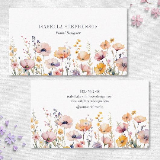 Boho Waterverf Wildflower bloemist Designer Visitekaartje