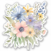 Boho Waterverf Wildflower Boeket Waterdicht Sticker (Voorkant)