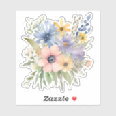 Boho Waterverf Wildflower Boeket Waterdicht Sticker (Vel)