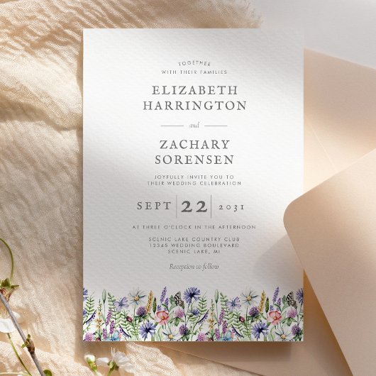 Boho Waterverf Wildflower Botanical Wedding Kaart