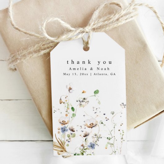 Boho Waterverf Wildflower bruiloft gunst Labels Cadeaulabel