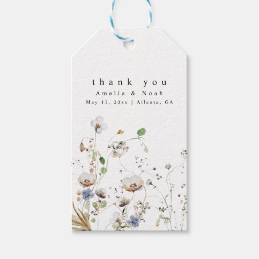 Boho Waterverf Wildflower bruiloft gunst Labels Cadeaulabel (Voorkant)