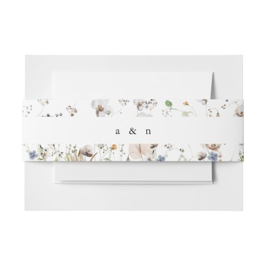 Boho Waterverf Wildflower bruiloft Uitnodigingen Wikkel (Voorkant Voorbeeld)