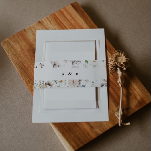 Boho Waterverf Wildflower bruiloft Uitnodigingen Wikkel