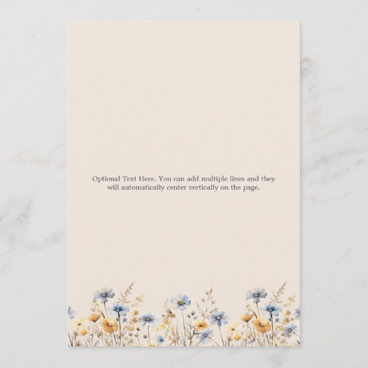 BOHO Waterverf Wildflower Elegant Beige Bruiloft Menu (Achterkant)