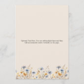 BOHO Waterverf Wildflower Elegant Beige Bruiloft Menu (Achterkant)