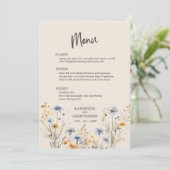 BOHO Waterverf Wildflower Elegant Beige Bruiloft Menu (Staand voorkant)