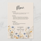 BOHO Waterverf Wildflower Elegant Beige Bruiloft Menu (Voorkant)