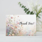 Boho Waterverf Wildflower Floral Personaliseren Bedankkaart (Staand voorkant)