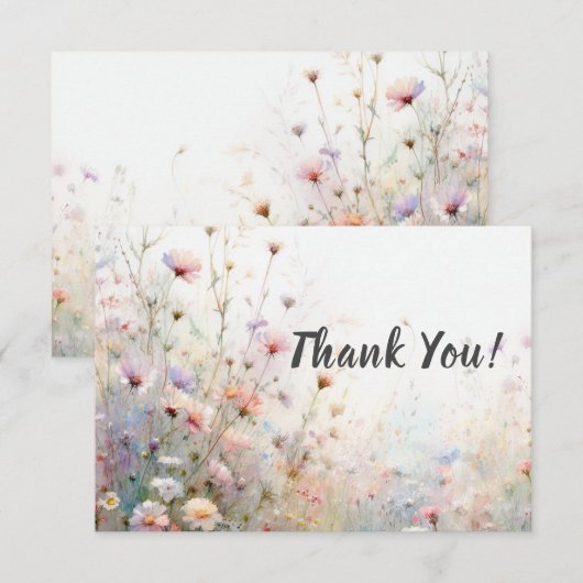 Boho Waterverf Wildflower Floral Personaliseren Bedankkaart (Voorkant / Achterkant)