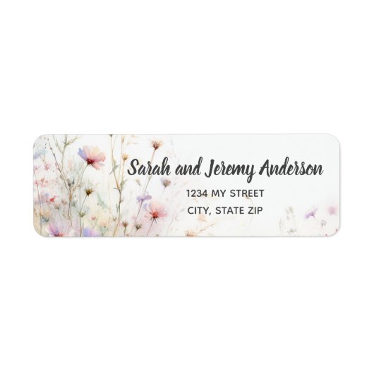 Boho Waterverf Wildflower Floral Personaliseren Etiket (Voorkant)