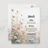 Boho Waterverf Wildflower Floral Personaliseren Informatiekaartje (Voorkant / Achterkant)