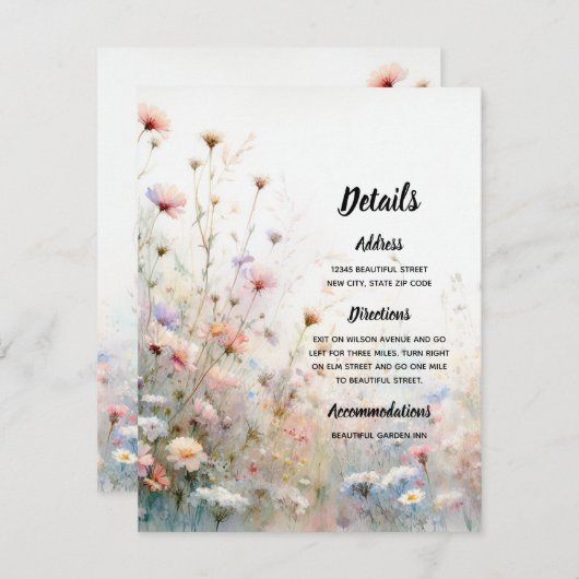 Boho Waterverf Wildflower Floral Personaliseren Informatiekaartje