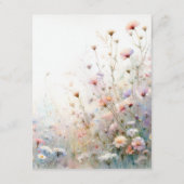 Boho Waterverf Wildflower Floral Personaliseren Informatiekaartje (Achterkant)