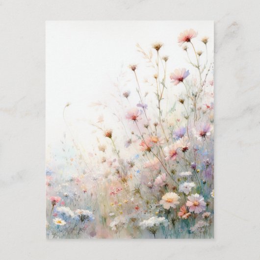 Boho Waterverf Wildflower Floral Personaliseren Informatiekaartje (Achterkant)