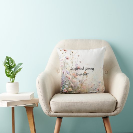 Boho Waterverf Wildflower Floral Personaliseren Kussen (Stoel)