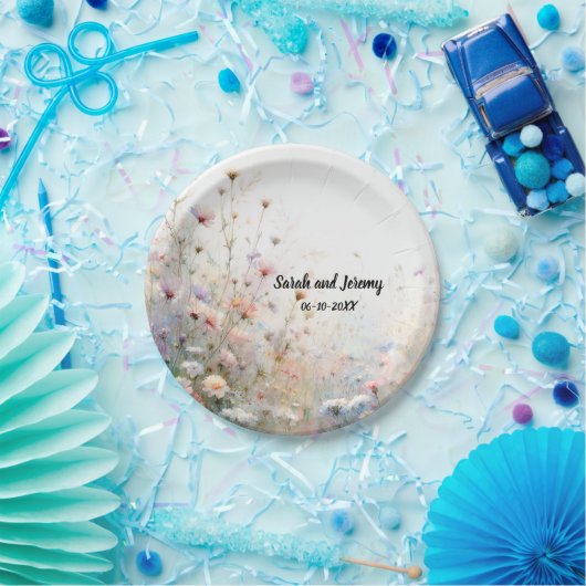 Boho Waterverf Wildflower Floral Personaliseren Papieren Bordje (Feest)