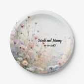 Boho Waterverf Wildflower Floral Personaliseren Papieren Bordje (Voorkant)