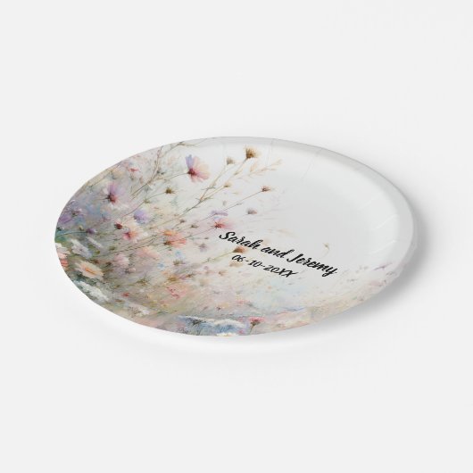 Boho Waterverf Wildflower Floral Personaliseren Papieren Bordje (Gekanteld)