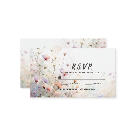 Boho Waterverf Wildflower Floral Personaliseren Plaatskaartje (Voorkant / Achterkant in situ)