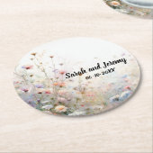 Boho Waterverf Wildflower Floral Personaliseren Ronde Kartonnen Onderzetter (Gebogen)