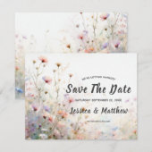 Boho Waterverf Wildflower Floral Personaliseren Save The Date (Voorkant / Achterkant)