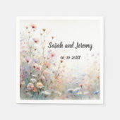 Boho Waterverf Wildflower Floral Personaliseren Servet (Voorkant)