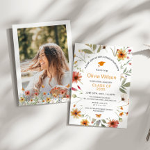 Boho Waterverf Wildflower Foto Afstudeerfeest