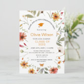 Boho Waterverf Wildflower Foto Afstudeerfeest Kaart (Staand voorkant)