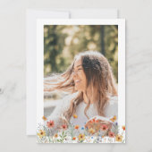 Boho Waterverf Wildflower Foto Afstudeerfeest Kaart (Achterkant)