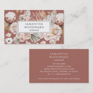 Boho Waterverf Wildflower Gardener Visitekaartjes