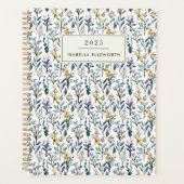 Boho Waterverf Wildflower Gepersonaliseerde naam 2 Planner (Voorkant)
