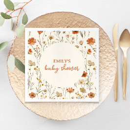 Boho Waterverf Wildflower Herfst Baby shower Servet