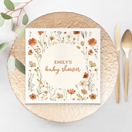 Boho Waterverf Wildflower Herfst Baby shower Servet