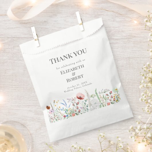 Boho Waterverf Wildflower Meadow Bedankzakje (Geknipt)