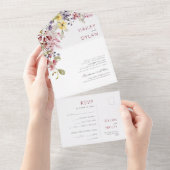 Boho Waterverf Wildflower Meadow Bruiloft All In One Uitnodiging (Afscheurbaar)