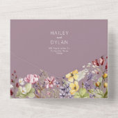 Boho Waterverf Wildflower Meadow Bruiloft All In One Uitnodiging (Achterkant)