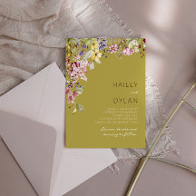 Boho Waterverf Wildflower Meadow Bruiloft