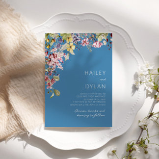 Boho Waterverf Wildflower Meadow Bruiloft Kaart