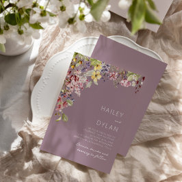 Boho Waterverf Wildflower Meadow Bruiloft Kaart