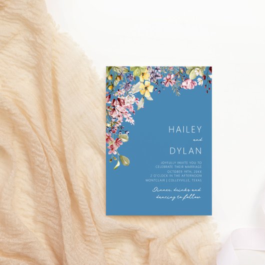 Boho Waterverf Wildflower Meadow Bruiloft Kaart