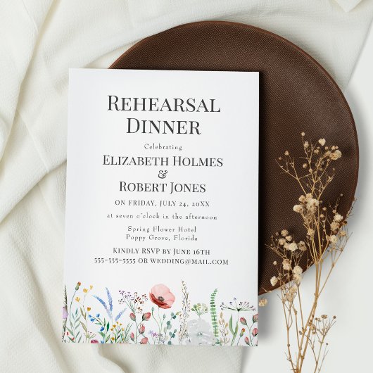 Boho Waterverf Wildflower Repetitie Diner Kaart