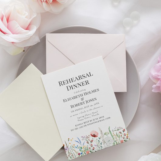 Boho Waterverf Wildflower Repetitie Diner Kaart