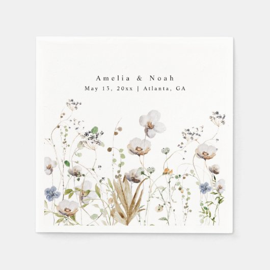 Boho Waterverf Wildflower Wedding Favor Bag Servet (Voorkant)