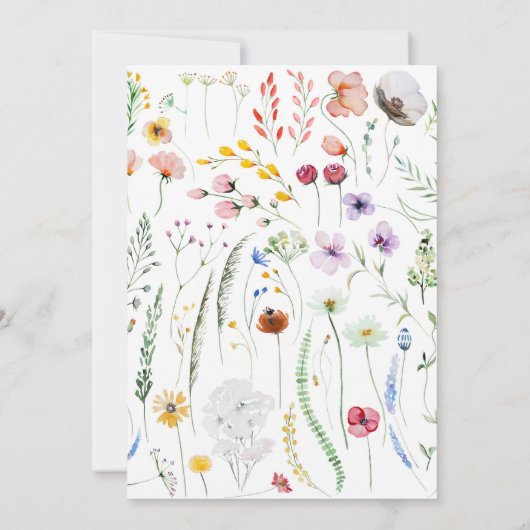 Boho Waterverf Wildflower Wedding Invitation Kaart (Achterkant)
