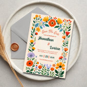 Boho Waterverf Wildflower Wedding Invitation Kaart