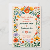 Boho Waterverf Wildflower Wedding Invitation Kaart (Achterkant)